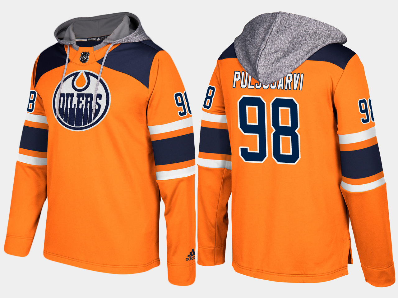 Men NHL Edmonton oilers #98 jesse puljujarvi orange hoodie->customized nhl jersey->Custom Jersey